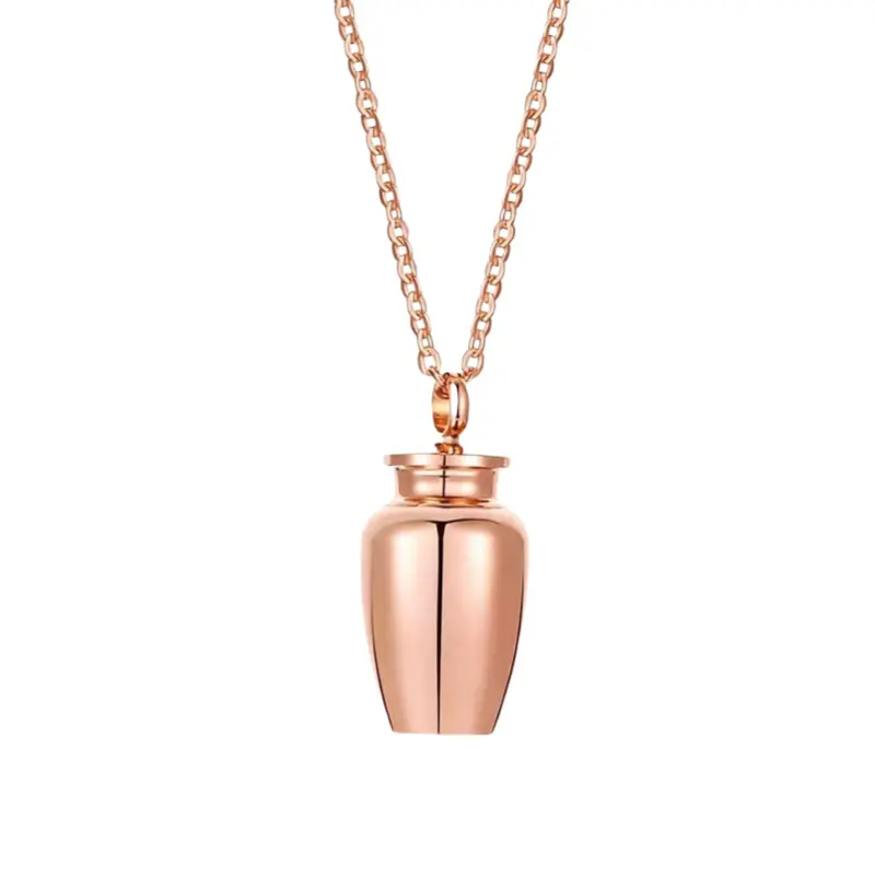 Rose gold small jar pendant with 60cm cr