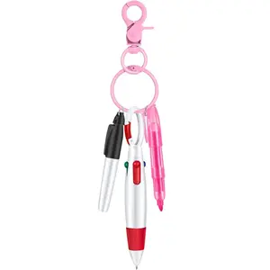 Nurse Pen Set, Funny Teacher Pens, 1 Set Including Tip Highlighter & Permanent Marker Pen & Retractable Ball Pen with Keychain Clip, Office Stationery & Supplies