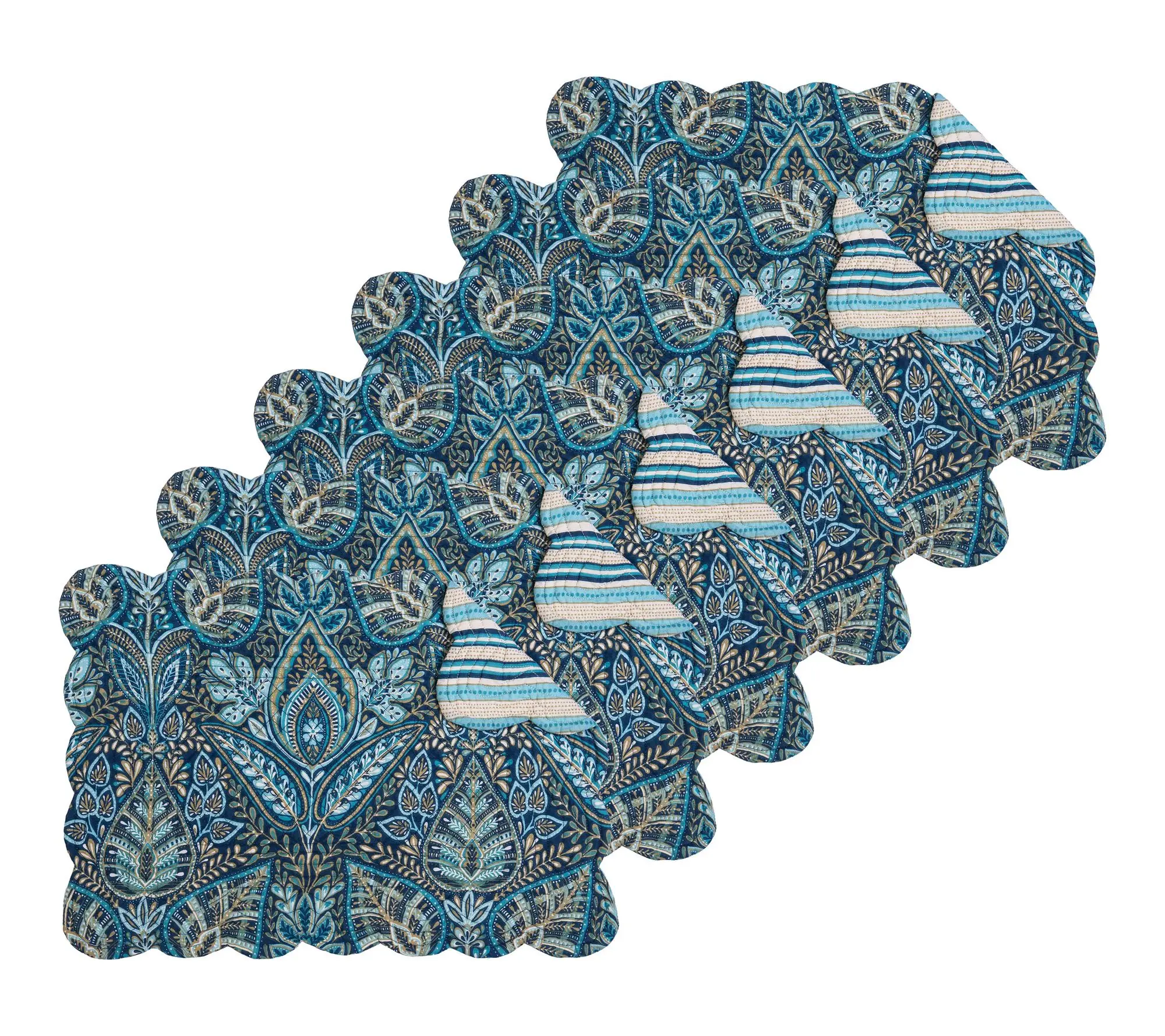Bailey Blue Reversivle Quilted Placemat Set of6 by Valerie