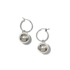Silver Orbita Ball Charm Click-Top Hoop Earrings