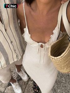 women's polka dot print frill trim tie front cami dress, casual adjustable strap zipper back midi dress for summer, capri sun dress, ladies clothes for beach holiday