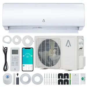9000 BTU 19 SEER2 wall mounted ductless mini split air conditioner and heater inverter, R454B refrigerant, intelligent WiFi and Alexa control, quiet, energy-efficient, covering up to 450 square feet, 115V, installation kit