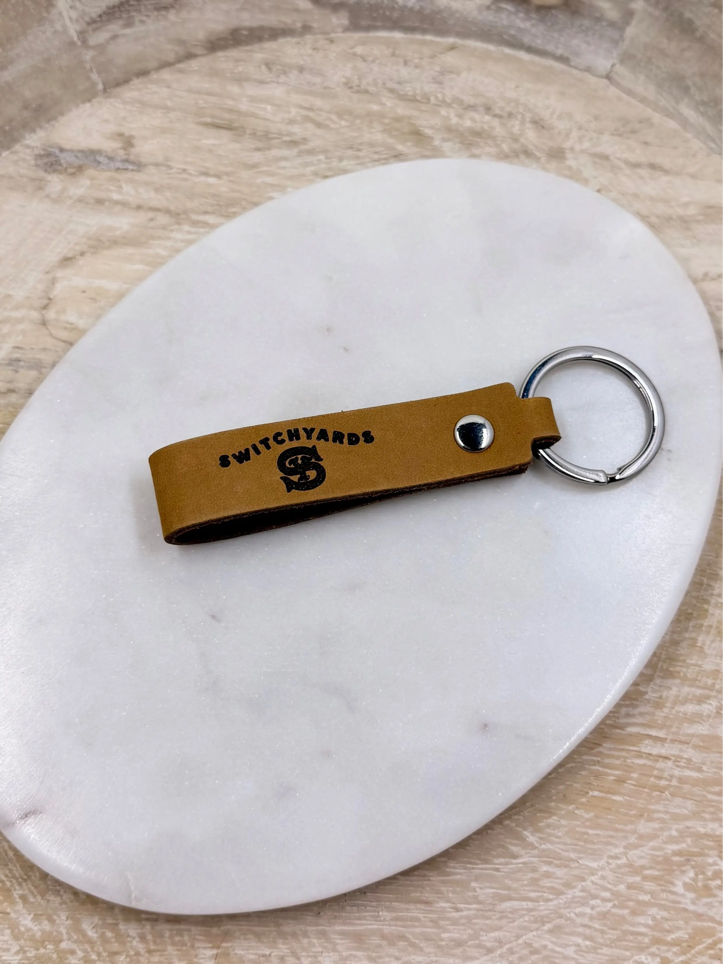 Custom Faux Leather Keychain – Personalized Logo, Name or Initial Keychain – Laser Engraved Key Fob
