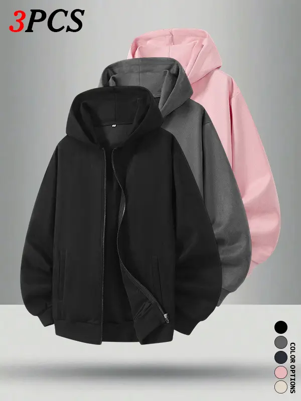 Men’s hooded sweatshirt multi-pack for autumn/winter, loose casual and versatile solid-color top for leisure and outings