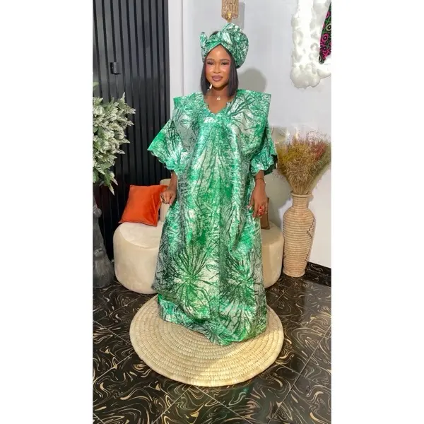 Arike Elegant Damask bubu dress / Brocade Damask dress Party - TikTok Shop