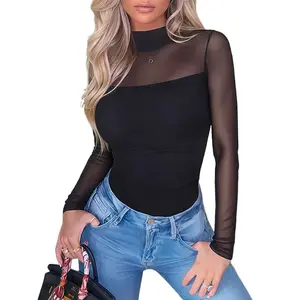 Women's Contour Turtleneck Bodysuit - Long Sleeve Mesh Body Sculpting Top |
