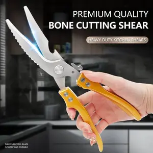 Kitchen Scissors All Purpose - Stainless Steel Kitchen Shears Sharp Silver Meat Scissors Dishwasher Safe Heavy Duty Poultry Shears  American Cooking Scissors for Food Chicken Bones and Turkey – Perfect Father's Day Gift