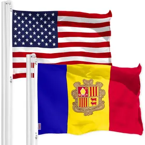 G128 Combo Pack: American USA Flag 3x5 Ft & Andorra Andorran Flag 3x5 Ft | Both LiteWeave Pro Series Printed 150D Polyester, Brass Grommets