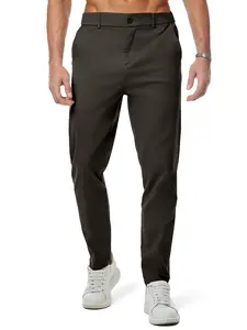 JMIERR Menswear Stretch Chino Pants - Business Casual, Stretch Waist, Slim Fit, Tapered Cotton Twill Trousers with Pockets, Breathable, Matching Sneakers & Jackets, M Chicory Coffee