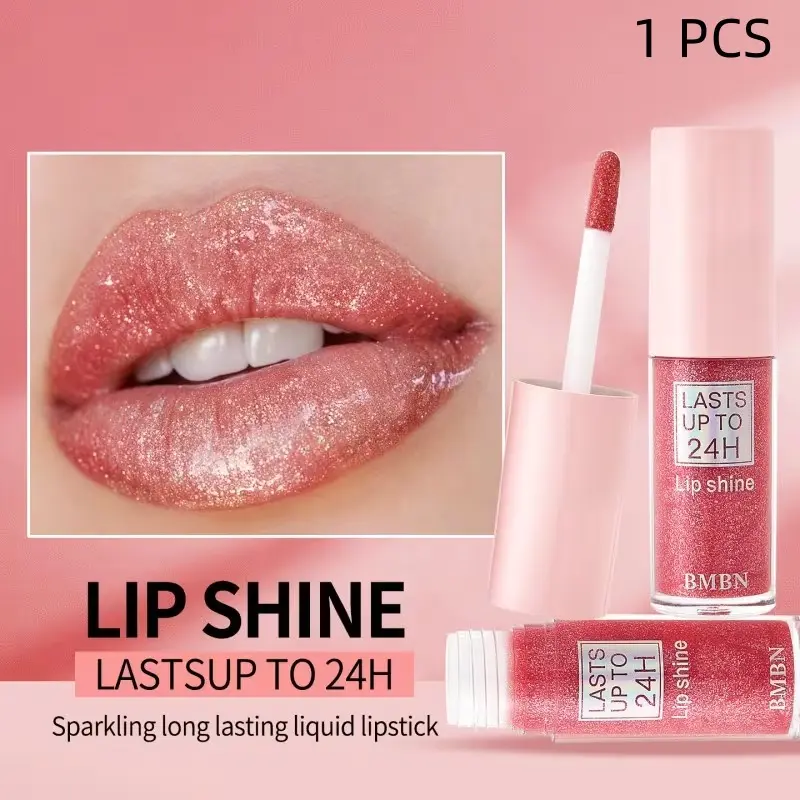 Liquid shimmering lip gloss lipstick, Hydrating lipgloss, Glamour Gloss, contains glittery shiny lip glaze, refreshing, water-locking, moisturizing without being greasy, long-lasting shine, creates a charming makeup look, suitable for daily use, parties