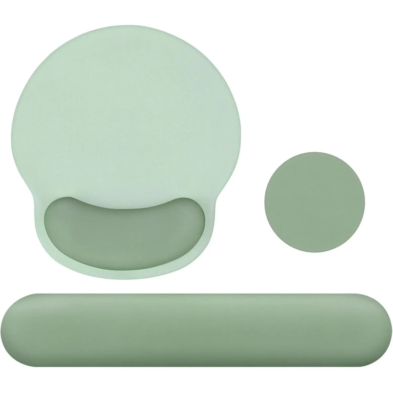 Z-RGP17 Ergonomic Curved-Shape Wrist Rest Support - Breathable Soft Cloth, Raised Memory Foam, Anti-Slip Surface for All PCs/Macs, Mouse Pad & Keyboard - Antique Green for Home/Office Pain Relief, Easy Typing (Fitness for Everyone)