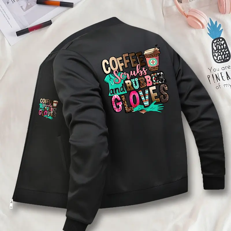 Medical Coat, Women's Fitted Printed Long Sleeve Jacket, Fashionable Women's Jacket, Casual Fall Jacket, Everyday, Suitable for Casual and Formal Occasions, Durable and Multi-functional Design