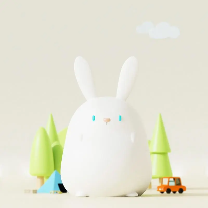 Cute Cartoon Rabbit Design Night Light, USB Rechargeable Soft LED Night Light, Novelty Lighting for Home Bedroom Decoration