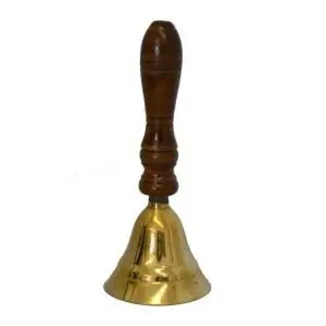 5.5" Brass Altar Bell with Wooden Handle Ambiance Traditional