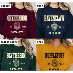 Vintage Hogwarts Houses Sweatshirt, HP Wizards Houses Crewneck Sweatshirt, Wizard School Sweater, Potterhead Gift, Gryffindor Sweatshirt, Slytherin Sweater, Ravenclaw Sweatshirt, Hufflepuff Crewneck Sweater