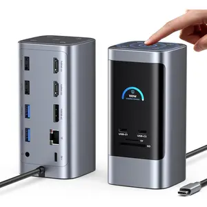 15 in 1 Laptop Docking Station 3 Monitors, Triple 8K Display with 3 HDMI, 6 USB Ports, 5 Shortcut Button, Gigabit Ethernet, PD3.0,  Display for Windows///...(No Power Adapter)