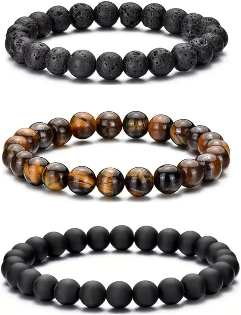 3 Lava, tigers-eye, black-onyx