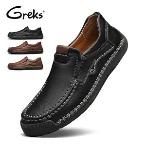 GREKS Men's Slip-On Loafers Easy On/Off Minimalist Stylish Stitched Daily Versatile Casual