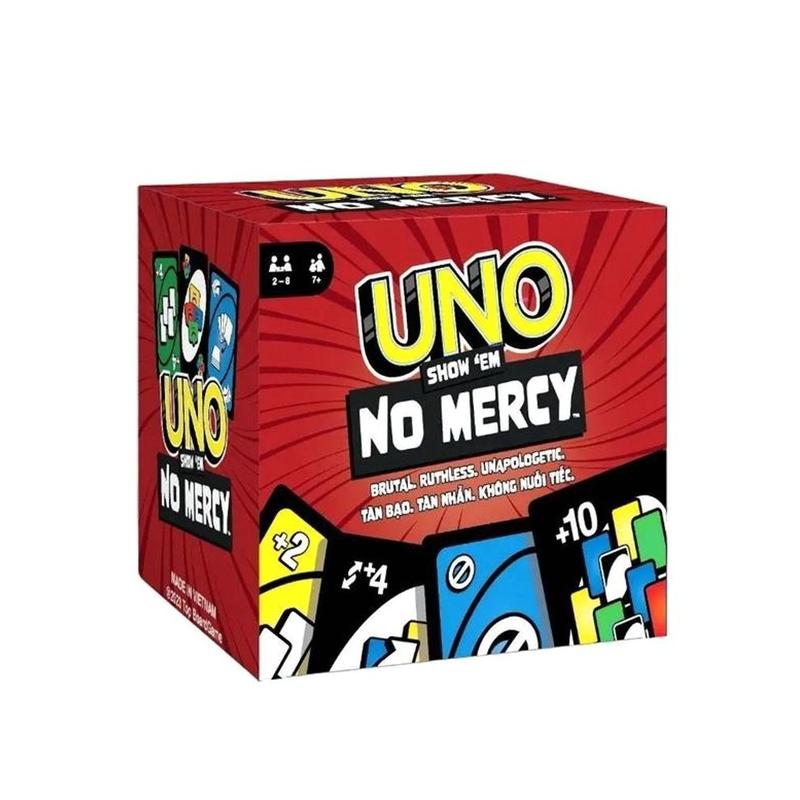UNO No Mercy Plus Card Set - 210 Cards with Extreme Rules, Fun & Competitive Party Game for Family, Friends, and Game Nights - Tougher Action Cards, Stacking & Swapping Rules, Great Gift for Kids & Adults