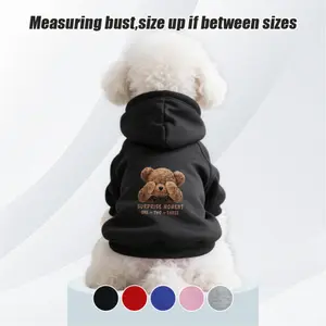 Cartoon Teddy Bear print pet hoodie, Puppy clothes, an eye-catching tool for outdoor social activities in all seasons, suitable for small, medium-sized dogs and puppies such as Bichon Frise and Chihuahua. The pullover is skin-friendly & anti-hair-shedding