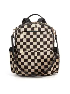 Women's Checkered Plaid Pattern Backpack Purse Fashion Work Travel Backpack Purse for Women Designer Ladies Anti-Theft Shoulder Bags with Wristlet Multipurpose Casual Printed Backpack
