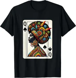 Afro Black Women Queen Spades African Roots Black History T-Shirt Pure Cotton Graphic Tees Menswear Top: Gifts for Men & Women