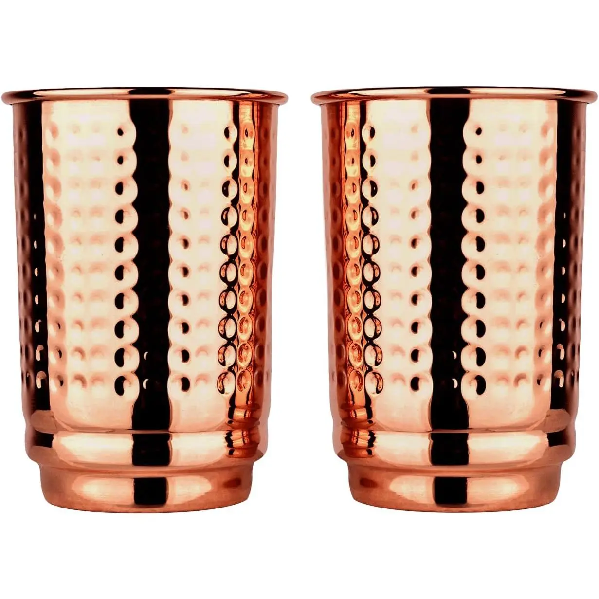 Pure Copper Cups Set of 2 - Hammered Copper Tumblers and Copper Cups for water 11.8 oz (350 mL), Ayurvedic Copper Cups for Daily Use