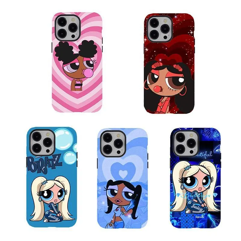 P0w3rpuff Girls Phone Case,Cute Vibrant protection Phone Case,pink Phone Case,bule Phone Cas,Durable Design tough plastic phone case for iPhone 17 Air Promax 16 15 14 13 12 11 8 7 for Samsung Series,perfect gift for her