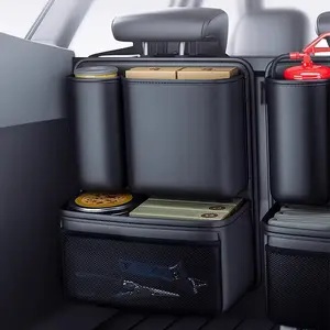 1pc Car Trunk Storage Bag, Car Interior Accessory, PU Leather Multi-Function Organizer, Mesh Pocket, Magic Tape Mount, Easy to Clean, Durable & Spacious