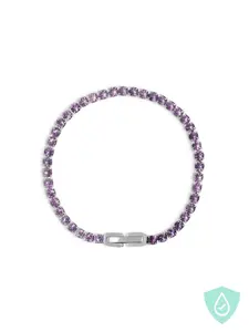 Violet Tennis Bracelet - Waterproof Silver Stainless Steel, Luxuriously Sparkly, Designer Jewelry