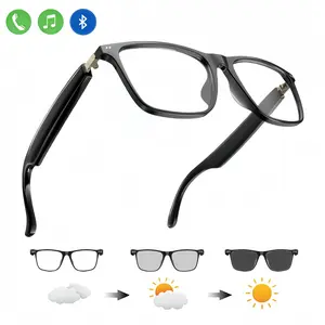 Smart Bluetooth glasses with auto-tinting lenses, polarized, blue light blocking, open earphones and hands-free calling