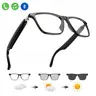 Wearable Tech Glasses with Built-in Wireless Earbuds - Auto-Tinting Polarized Blue Light Blocking Oval Lenses, Open-Ear Audio, Hands-Free Calling, Button Control, Music Player, Casual Plastic Frame, Android Compatible, Eye Care, Included Batteries