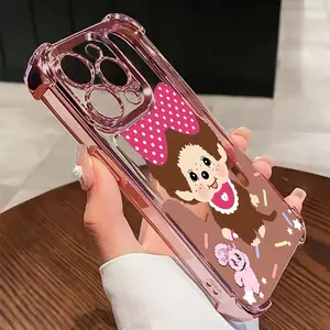 Cute Coffee Bear Monchhichis Phone Case, Casing, Compatible with iPhone Models 17-8, Anti-Fall Shockproof Design, Clear Soft Protective Cover, Accessories