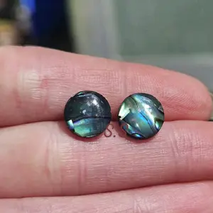 Blue Abalone Stud Earrings Handmade with Authentic Abalone and Sterling Material Elegant and Unique Design