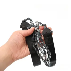 Portable Outdoor Hand Saw with Rope Pull Cord - Lightweight Chain Saw for Camping Hiking Wilderness Survival Gear