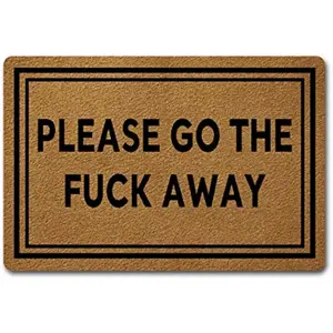 Welcome Funny Door Mat Please Go The Fuck Away Go Away Personalized Doormat with Anti-Slip Rubber Back Prank Gift Home Decor Area Rugs for The Entrance Way Indoor Novelty Mats