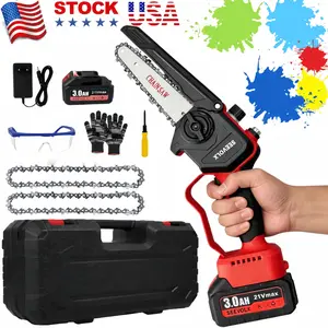 SEEVOLX 6-Inch Brushless Mini Chainsaw – Cordless Electric Saw with Oil System, 1500mAh Battery – Perfect for Wood Cutting, Pruning, Gardening & Camping – Lightweight Gift for Seniors and Women,cordless battery