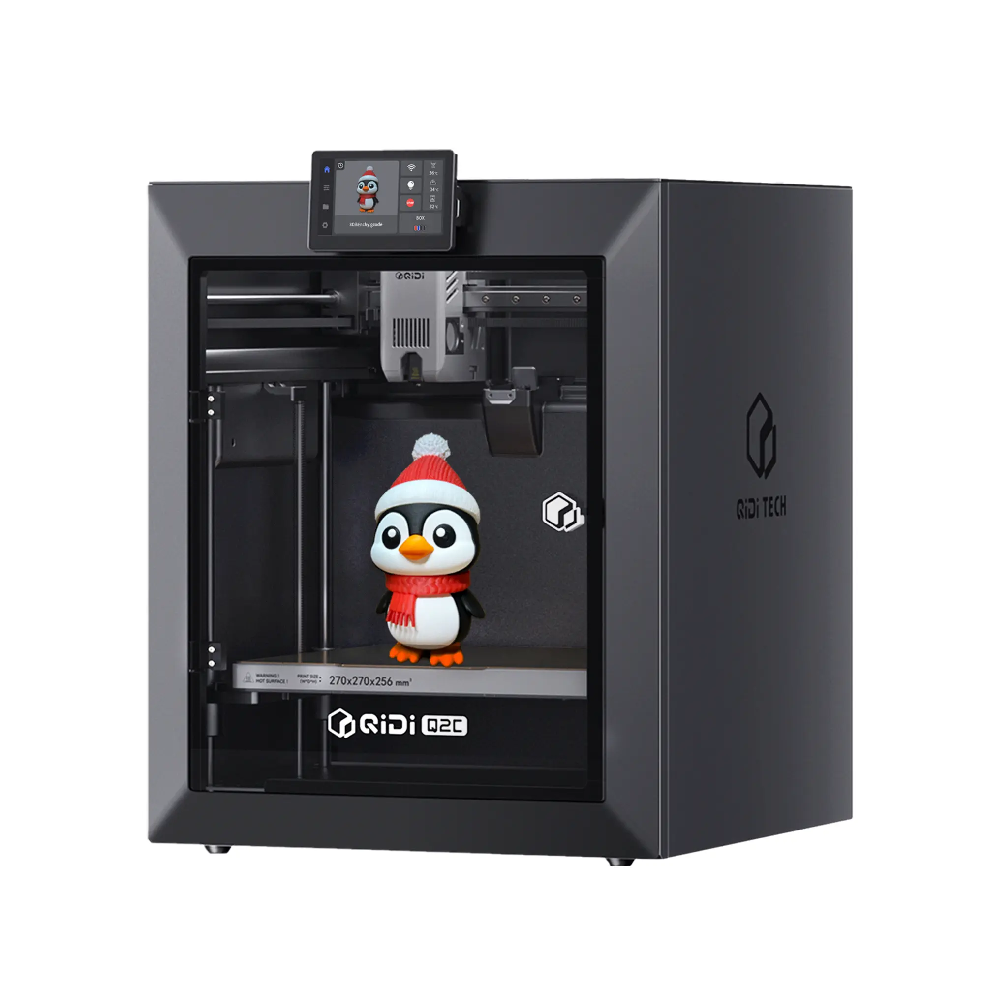 QIDI Q2C Enclosed FDM 3D Printer - Full Auto Leveling via New-Generation Sensor, 600mm/s High-Speed Print, 270x270x256mm Build Volume, 370℃ Bimetal PPS-CF Hotend, Suitable for Beginners