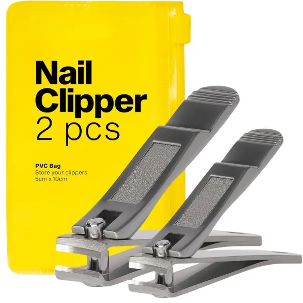 2 Pack Professional Nail Clippers Set, Stainless Steel Toenail & Fingernail Clippers for Thick Nails, Heavy Duty Grooming Kit for Men, Women & Seniors with Nail File & Travel Case