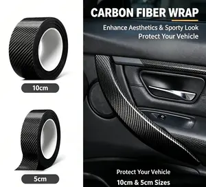 Carbon Fiber Texture Car Accessories Protective Adhesive Tape Roll - Heavy-Duty, Wear-Resistant, Waterproof, Anti-Scratch Edge Guard Film for Door Sill, Car Bumper, Easy Peel-and-Stick Auto Car Lover Gift