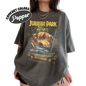 The Jurassic Park T-Rex Break Out Comfort Color Shirt, Jurassic Park Dinosaur T-Rex Shirt, Crew Neck, Menswear Top, Womenswear Top Underwear Streetwear