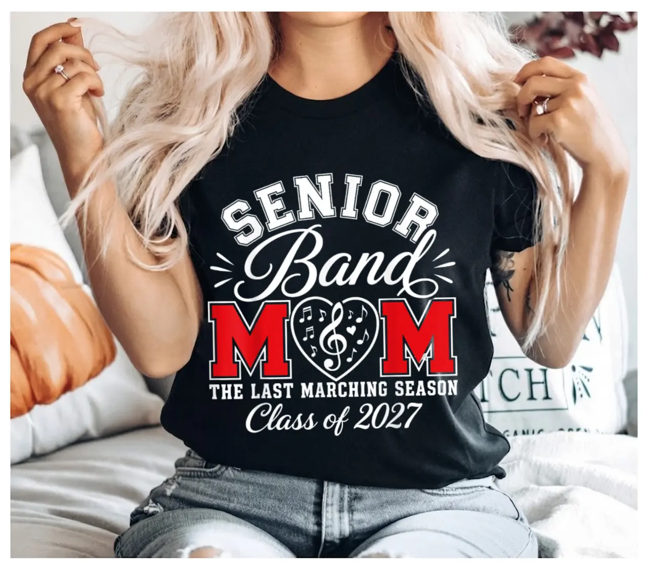 Senior Marching Band Mom Shirt, Class of 2027 Graphic Tee, Proud Music Parent T-Shirt, High School Band Season Tee, School Spirit Unisex Shirt, Graduation Support Tee