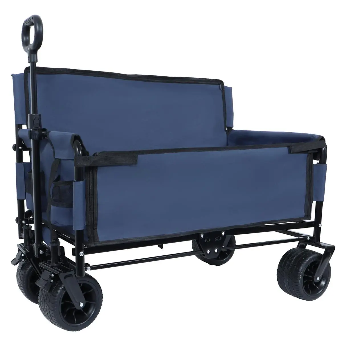 37x24.02x40.94 In 3-in-1 Convertible Folding Wagon Cart - 500LBS Capacity, 180L Storage, All-Terrain 360° Wheels, 1.2mm Reinforced Steel Frame, Seat Bench Design, Lightweight Portable Collapsible Trolley for Camping, Beach, Portable Collapsible Trollies,,
