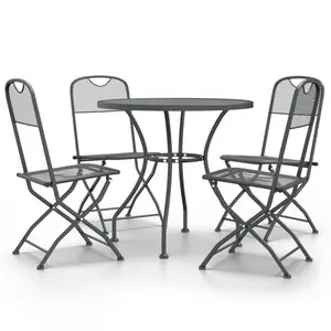 vidaXL Patio Dining Set 5 Piece Garden Dining Set with Patio Table and Chairs Outdoor Dining Set Folding Chair Expanded Metal Mesh Anthracite 3084712