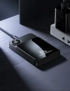 Mini 5000mAh portable power bank, supports 15W wireless fast charging and digital display. A must-have for home and travel.