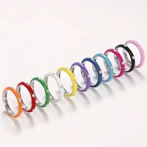 Minimalist Drip Oil Process Ring Multicolor Rainbow Jewelry for Men Women Couple Gift
