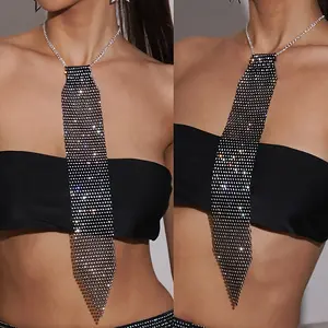 Elegant Sparkling Rhinesne Necktie - Sequin Tie for Weddings, Halloween & Cosplay|   Polyester, Party Style 4G-