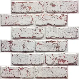 3D Faux Brick Wall Panel, Peel and Stick Brick Panels,10 Pcs of 12"X12" Small Size Thin PVC Brick Peel and Stick Brick Backsplash Whitewash Fake Brick Paneling for Interior Wall Decor