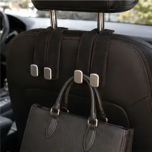 Car Seat Back Hanger Hook, Car Headrest Mount Hook, Car Hooks for Backpacks and Totes, Backpack Holder for Car, Leather Car Seat Back Organizer Double Hook Car Seat Hangers Storage Accessories