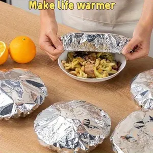 Reusable Silicone Food Covers 40/80/120 Sheets Heavy Duty Aluminum Foil Lids Heat Resistant Microwave Safe Adjustable for Bowls Plates Kitchen Dining Office Party